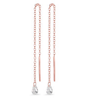 Durchziehohrhänger Silber Zirkonia 2 Steine rosé vergoldet 10 cm-582499