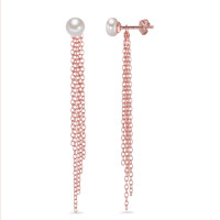 Pendant d'oreilles Argent rosé Plaqué or perle d'eau douce blanc, 2 Perles, 6 mm-582505