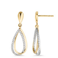Pendant d'oreilles Or jaune 18K, Or blanc 18K Diamant blanc, 0.18 ct, 46 Pierres, brillant, w-si-583583