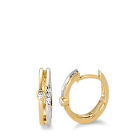 Klappcreolen 750/18 K Gelbgold, 750/18 K Weissgold Diamant weiss, 0.05 ct, 8 Steine, Brillantschliff, w-si-583585