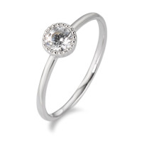 Bague solitaire Or blanc 9K Zircone blanc Ø5.7 mm-583620