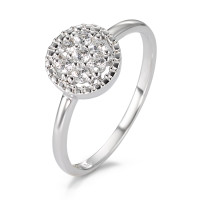 Bague solitaire Or blanc 9K Zircone blanc, 7 Pierres Ø8.7 mm-583629
