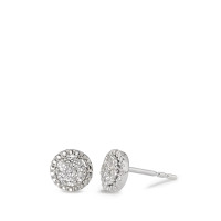 Clous d'oreilles Or blanc 9K Zircone blanc, 14 Pierres Ø6.7 mm-583631