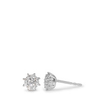 Clous d'oreilles Or blanc 9K Zircone blanc, 18 Pierres Ø6 mm-583634