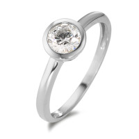 Bague solitaire Or blanc 9K Zircone blanc Ø7 mm-583642