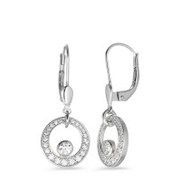 Pendant d'oreilles Or blanc 9K Zircone blanc, 44 Pierres Ø11 mm-583653