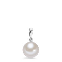 Pendentif Or blanc 9K Diamant blanc, 0.02 ct, brillant, p1 perle d'eau douce-583682