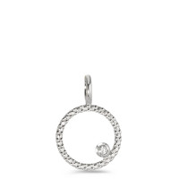 Pendentif Or blanc 9K Diamant blanc, 0.02 ct, brillant, p1 Ø11 mm-583689