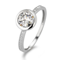 Bague solitaire Or blanc 9K Zircone blanc Ø8 mm-583698