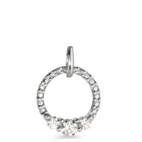 Pendentif Or blanc 9K Zircone blanc, 3 Pierres Ø11 mm-583702