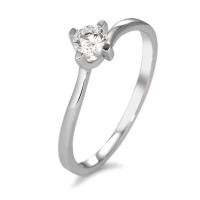 Bague solitaire Or blanc 9K Zircone blanc Ø3.5 mm-583709