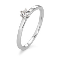 Bague solitaire Or blanc 9K Zircone blanc Ø3.4 mm-583710