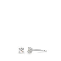 Clous d'oreilles Or blanc 9K Zircone blanc, 2 Pierres Ø3 mm-583715