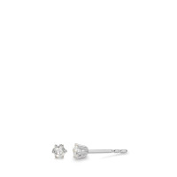 Clous d'oreilles Or blanc 9K Zircone blanc, 2 Pierres Ø2.5 mm-583718