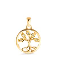 Anhไnger 750/18 K Gelbgold Zirkonia 5 Steine Lebensbaum Ø12 mm-583921