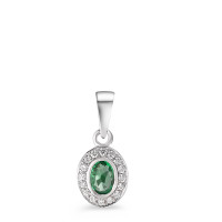 Pendentif Or blanc 18K Diamant 0.04 ct, 17 Pierres, w-si, Émeraude-584169