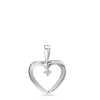 Pendentif Or blanc 18K Diamant 0.02 ct, w-si Coeur Ø12 mm-584187