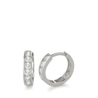 Créoles à charnières Or blanc 9K Zircone 14 Pierres-584235