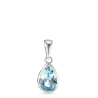 Pendentif Or blanc 9K Topaze bleu-584241