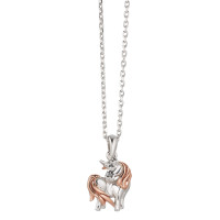 Halskette mit Anhไnger Silber rosé bicolor Einhorn 36-38 cm verstellbar-584309