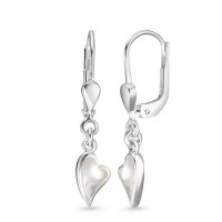 Pendant d'oreilles Argent nacre blanc, 2 Perles Coeur Ø5 mm-585115