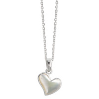 Chaînette avec pendentif Argent nacre blanc Coeur 38-40 cm-585120