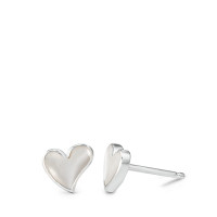 Clous d'oreilles Argent nacre blanc, 2 Perles Coeur Ø7 mm-585189