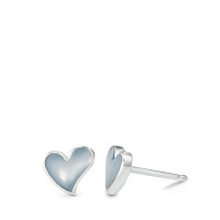 Clous d'oreilles Argent nacre bleu clair, 2 Perles Coeur Ø7 mm-585191
