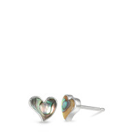 Clous d'oreilles Argent Abalone 2 Pierres Coeur Ø7 mm-585192