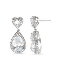 Pendant d'oreilles Argent Zircone Rhodié Coeur-585618