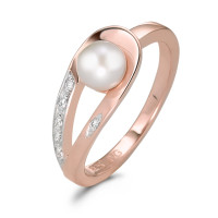 Bague Argent Zircone 6 Pierres rosé Plaqué or perle d'eau douce-585661