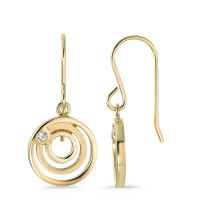 Pendant d'oreilles Argent Zircone 2 Pierres jaune Plaqué or Ø12 mm-585718