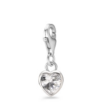 Charms Argent Zircone blanc Rhodié Coeur Ø7 mm-585743