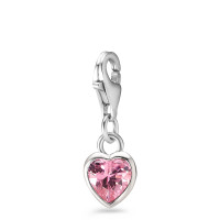 Charms Argent Zircone rose Rhodié Coeur Ø7 mm-585744