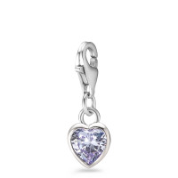 Charms Argent Zircone pourpre Rhodié Coeur Ø7 mm-585746