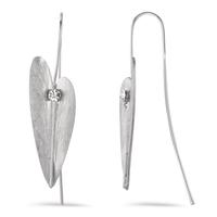 Pendant d'oreilles Bronze Cristal 2 Pierres Rhodié Feuille-585825