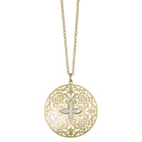 Chaînette avec pendentif Bronze nacre blanc 45-53 cm Ø30 mm-585830