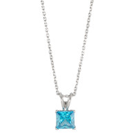 Chaînette avec pendentif Argent [synth. Aquamarin] Rhodié 42 cm Ø6.5 mm-586624