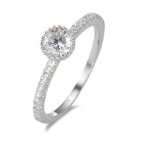 Bague solitaire Argent Zircone Rhodié Ø5.5 mm-586748