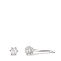 Clous d'oreilles Argent Rhodié perle d'eau douce blanc, 2 Perles, 3 mm-586762