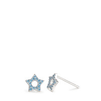 Clous d'oreilles Argent Zircone bleu clair Rhodié Étoile Ø7 mm-586802