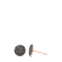 Clous d'oreilles Argent Zircone noir rosé Plaqué or Ø7.5 mm-586816