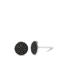 Clous d'oreilles Argent Zircone noir Rhodié Ø7.5 mm-586846