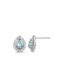 Clous d'oreilles Argent Topaze bleu Rhodié-586875