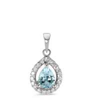 Pendentif Argent Topaze bleu Rhodié-586884