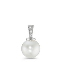 Pendentif Or blanc 18K Diamant 0.025 ct, 2 Pierres, w-si perle d'eau douce blanc, 8 mm-587084