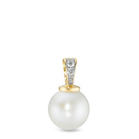 Pendentif Or jaune 18K Diamant 0.025 ct, 2 Pierres, w-si Bicolore perle d'eau douce blanc, 8 mm-587085