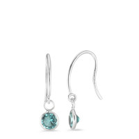 Ohrhänger Silber synth. Aquamarin aqua, 2 Steine Ø6 mm-587112