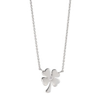 Collier Argent Zircone blanc Rhodié Feuille de Trèfle 40-42 cm-587154