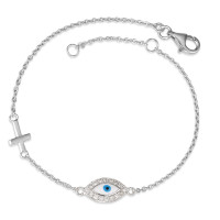 Bracelet Argent Zircone Rhodié Croix 16-18 cm-587161